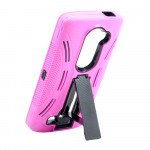 Wholesale LG Leon C40 Tribute 2 Armor Hybrid Stand Case (Hot Pink)